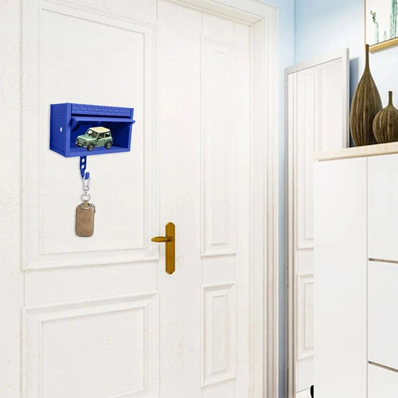 Car Garage Key Holder with Opening Door Wall Hanging Key Holder, Fun 3D Printed Key Organizer, Easy Installation Wall Decoration