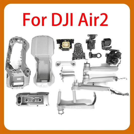 Original DJI Air2 gimbal left right front rear arms, upper  middle lower bottom shell, fuselage frame, upper lower brackets, GPS