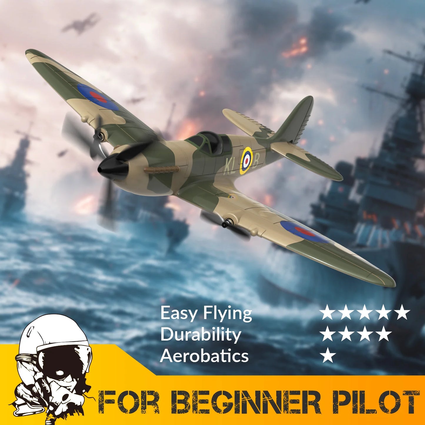 Volantexrc 3CH Spitfire RC Plane 2.4G Gyro Stabilizer 400MM 400MM Fixed Wing EPP Foam Airplane RTF Fighter for Boys Children ﻿