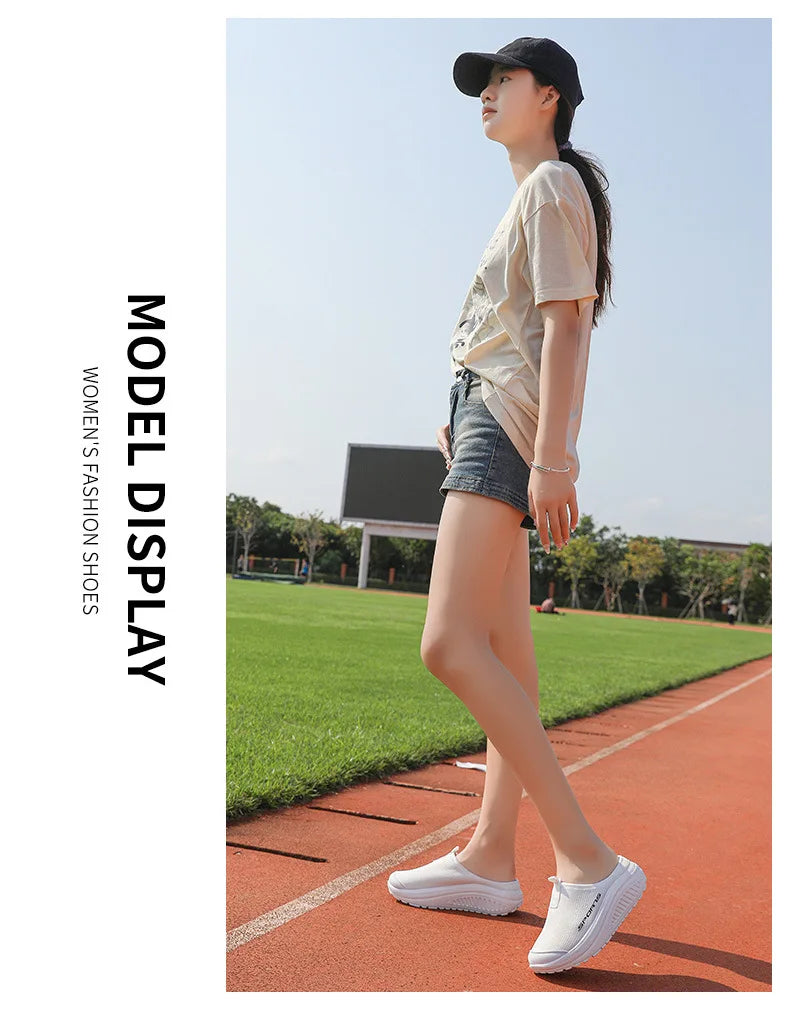 Ladies' Half Dragged Thick Soled Shoes Are Casual Lightweight and Breathable Increasing The Height for Lazy People To Step On