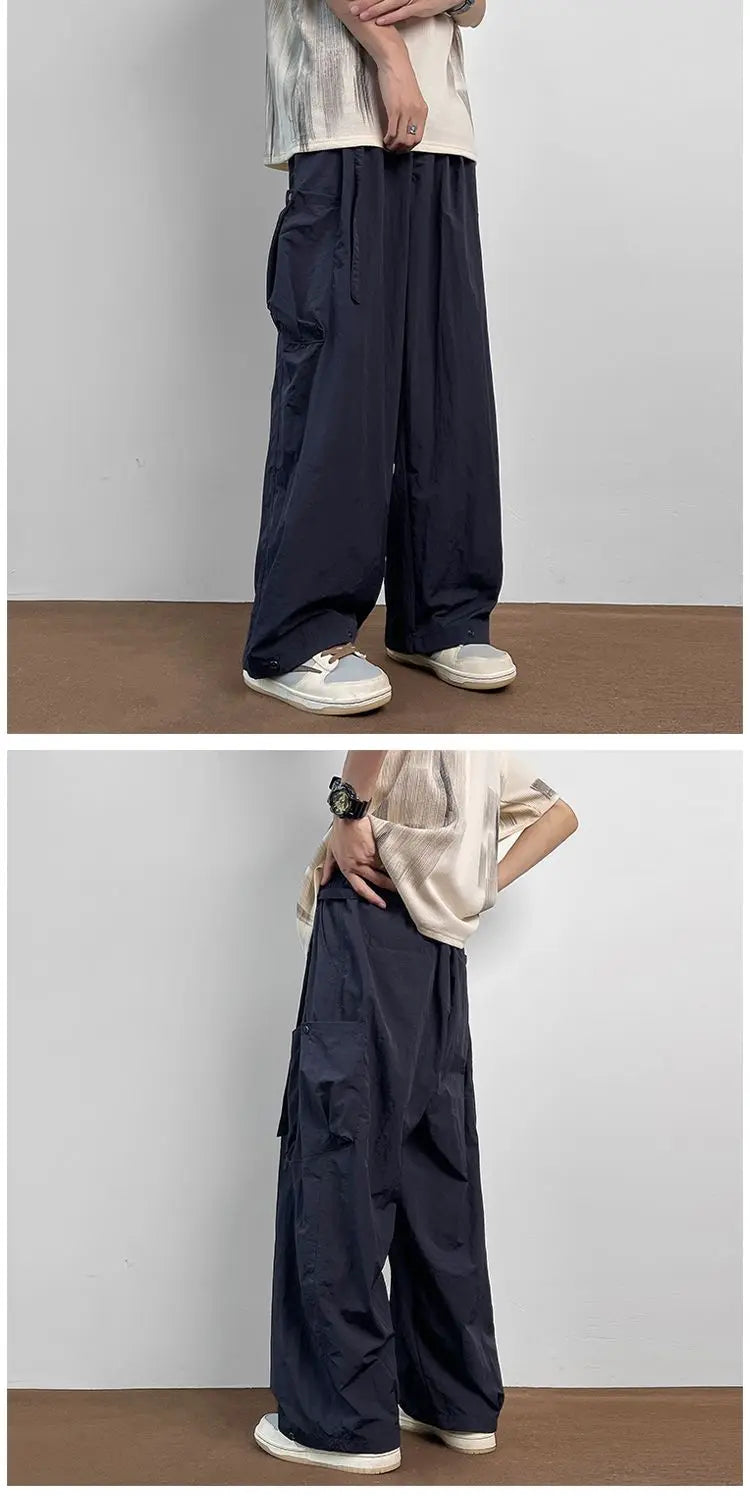 American Workwear Pants Men Summer New Thin Trendy Loose Straight Casual