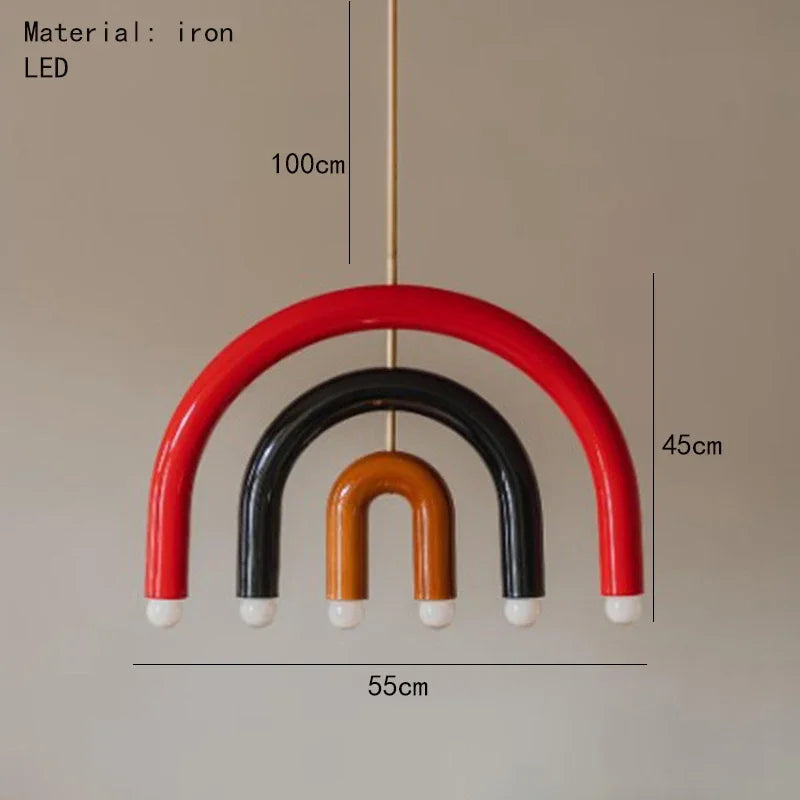 Colorful pendant lights Simple geometric linear pendant light fixture Hotel Restaurant suspension luminaire Bar hanging lights
