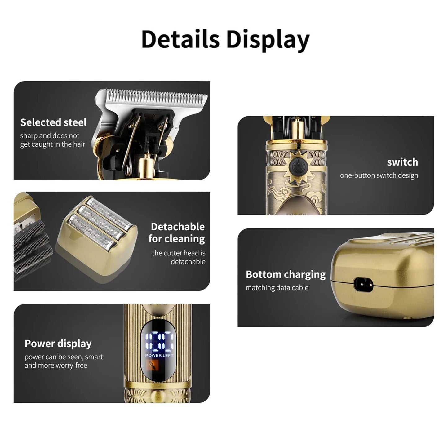 Rechargeable Hair Clippers Cordless Hair Trimmer Electric Haircut Kit for Beginners Salon Barbers Hair Trimming Styling Grooming