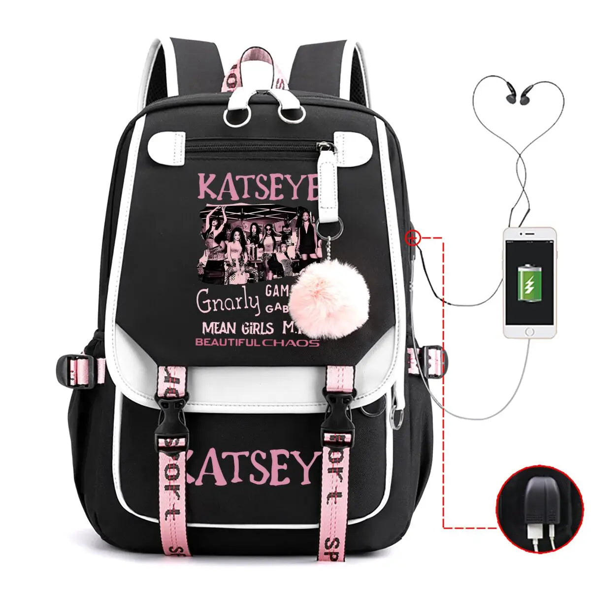 Trendy Girl Group School Bags for Students Girls Large Capacity Travel Book Bag Usb Charging Laptop Backpack Children Backpacks