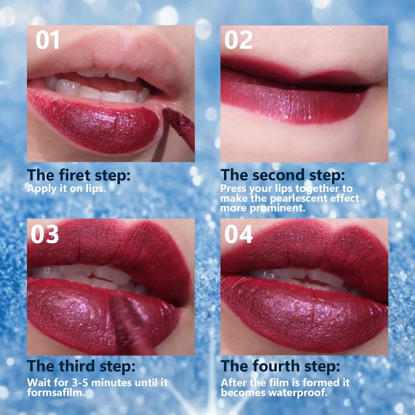 1PC Sexy Color Glitter Lipstick Flash Lasting Easy Color Diamond Lip Tint Shiny Metallic Lip Makeup Gifts for Women Cosmetics