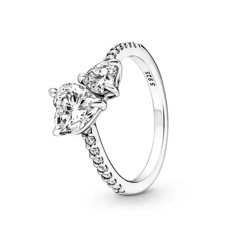 925 Sterling Silver Latest Multiple Colors Sparkling Heart-shaped Ring - Luxurious Exquisite Charm Jewelry Surprise Memorial Gif