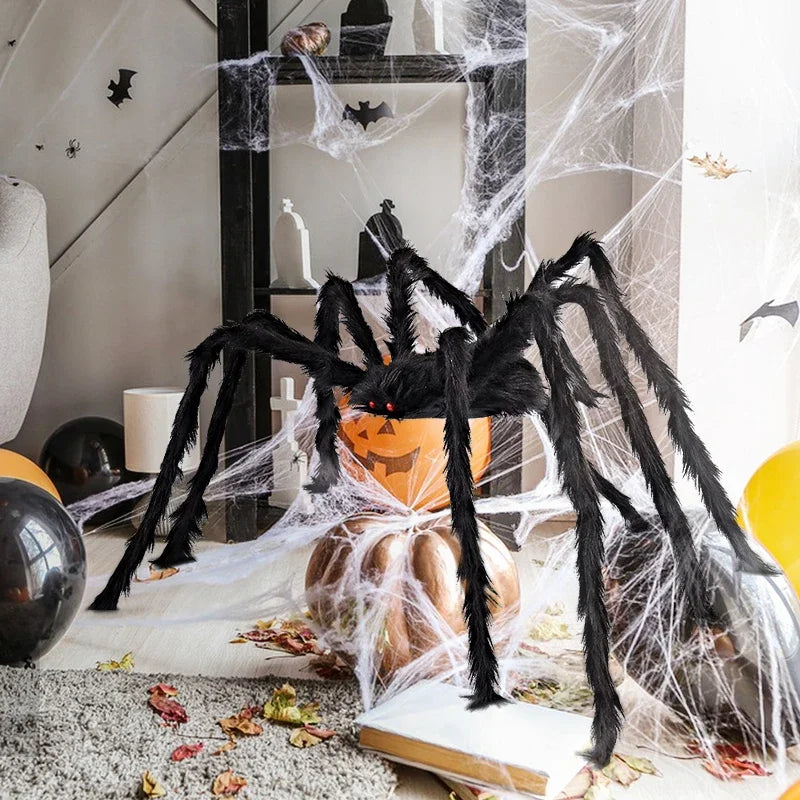 Halloween Plush Triangle Spider Decoration Giant Black Plush Spider Haunted House Prop Home Decor Yard Tricky Decor Props