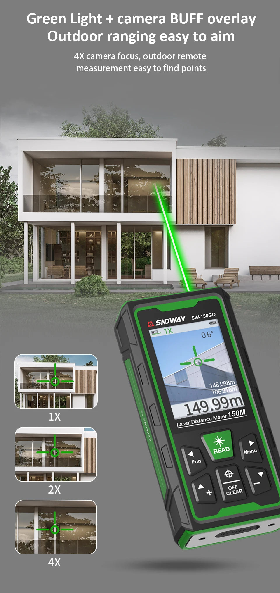 Laser Rangefinder Green Laser Distance Meter 80M/120M/150M Digital Rangefinder Tape Measure Electronic Level Ruler Roulette Tool