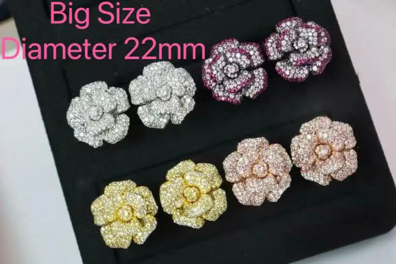 Sterling SILVER Stud Earrings for Women Rose Flower Designer Luxury Original Earring Real Money