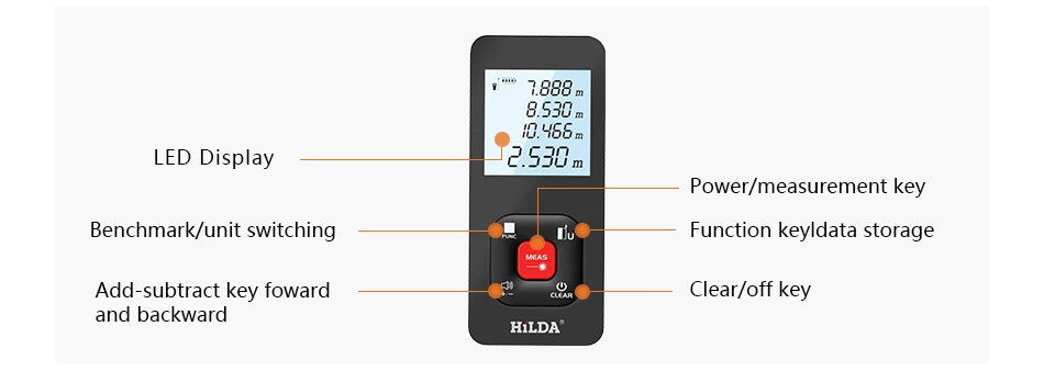 HILDA Laser Rangefinder Distance Meter Rangefinder Laser Tape Range Finder Building лазерный дальномер 120M /100M/50M