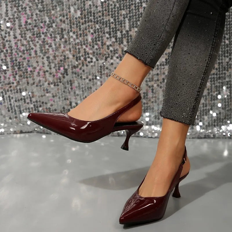 New in 2025 Pumps Footwear Elegant Women Heeled Shoes Fashion Buckle Strap Female Pointed Toe Slingbacks Ladies High Heels Shoes