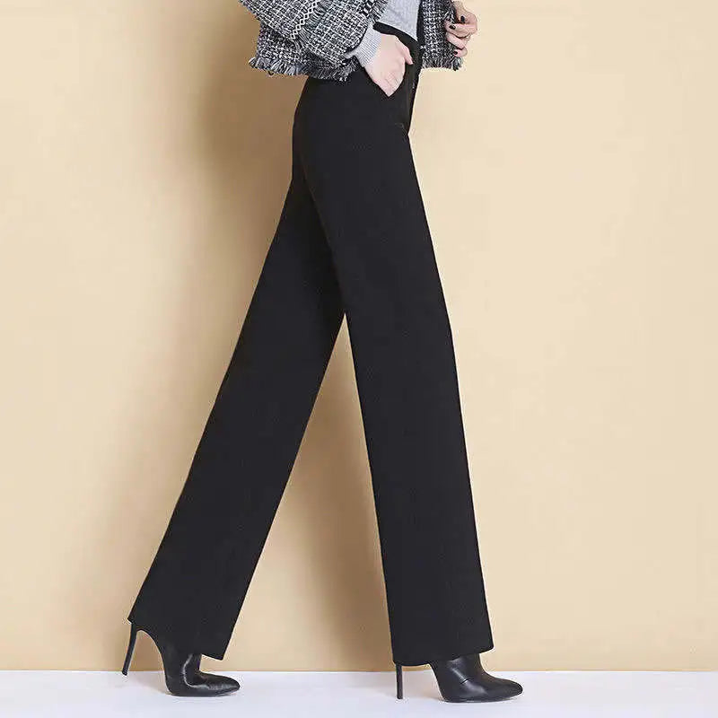 New Wool Wide-leg Women's High Waist Thickened Loose Casual Long Straight Suit Pants