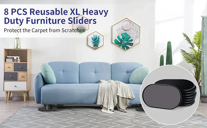 8PCS Heavy Duty Furniture Movers Reusable Large Furniture Sliders Bed Sofa Table Desk Moving Pads for Carpet and Hardwood Floor