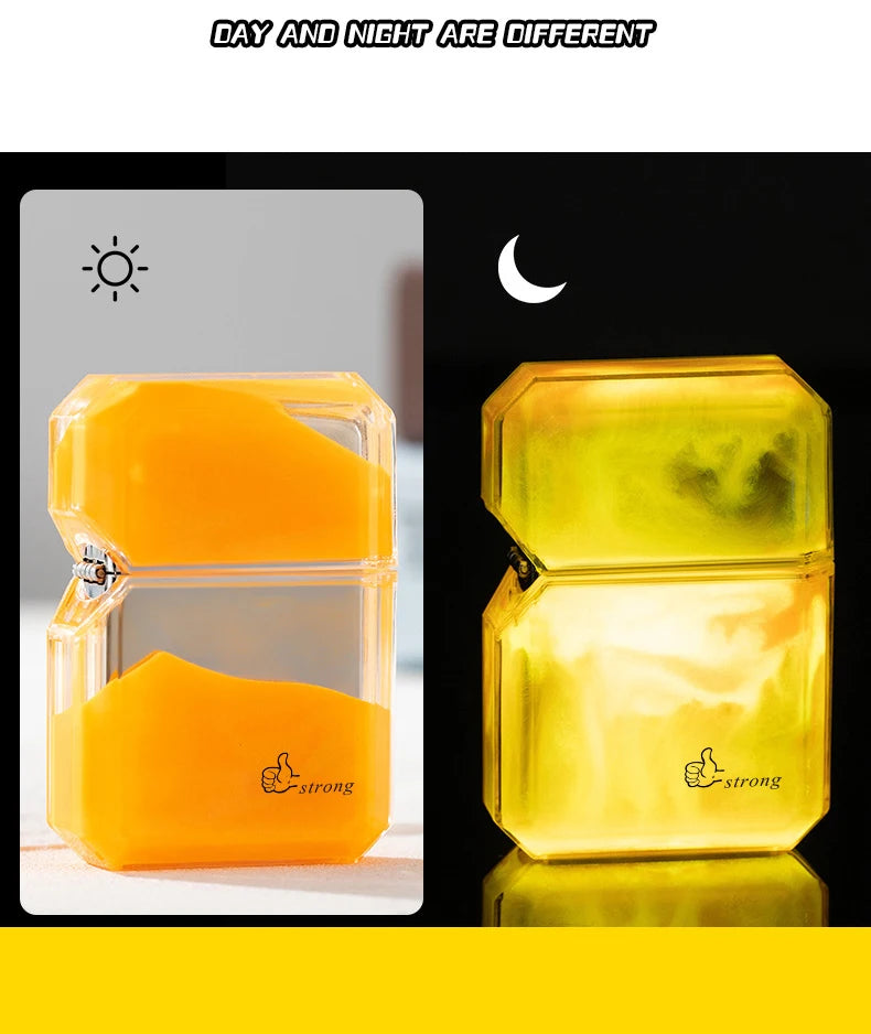 Unusual Quicksand Luminous Kerosene Lighter Inflatable Lighter Windproof Cigarette Lighter Smoking Accessories Men Gift Cool