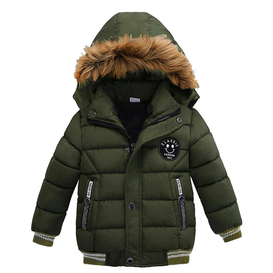 Autumn Winter Boys Jackets Keep Warm Cotton Thicken Kids Jackets Zipper Boys Hooded Outerwear Children's Clothing