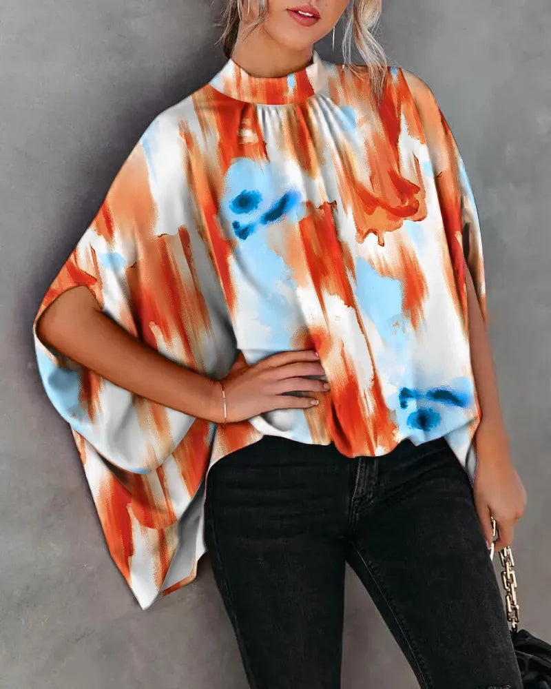 Summer Tops for Women High Neck Graphic Tees Western Boho Tops Women's Fashion Blouses Business Casual Dreesy with Sleeves