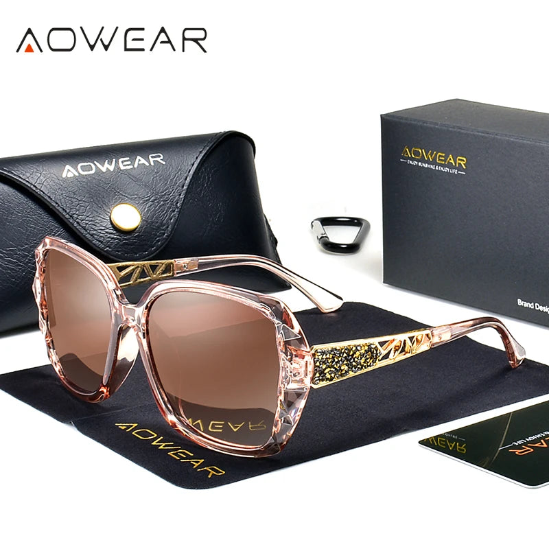 Women's Luxury Gradient Oversized Sunglasses Women Polarized Square Vintage Sun Glasses Ladies Diamond Shades gafas de sol mujer