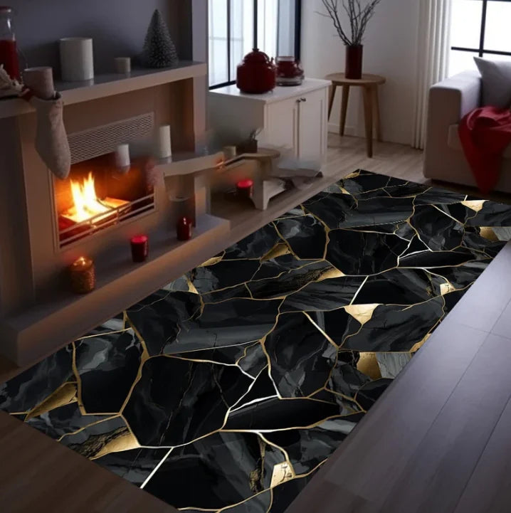 Marble Rug Runner Modern Non-Slip Entryway Decor Tile Design for Kitchen Hallway and Dining Room Floors Home Decoration Carpets