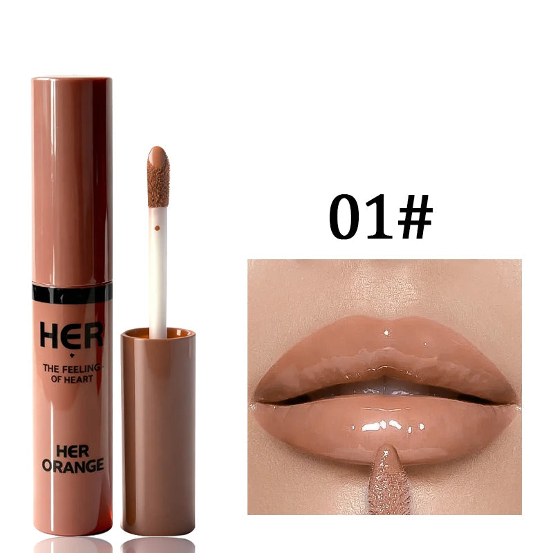 Herorange Shimmering Water-Glossy Mirror Lip Glaze, Moisturizing, Not Easy to Fade, Easy to Apply, Water-Glossy Glass Lip Gloss Cosmetics, Christmas Gift