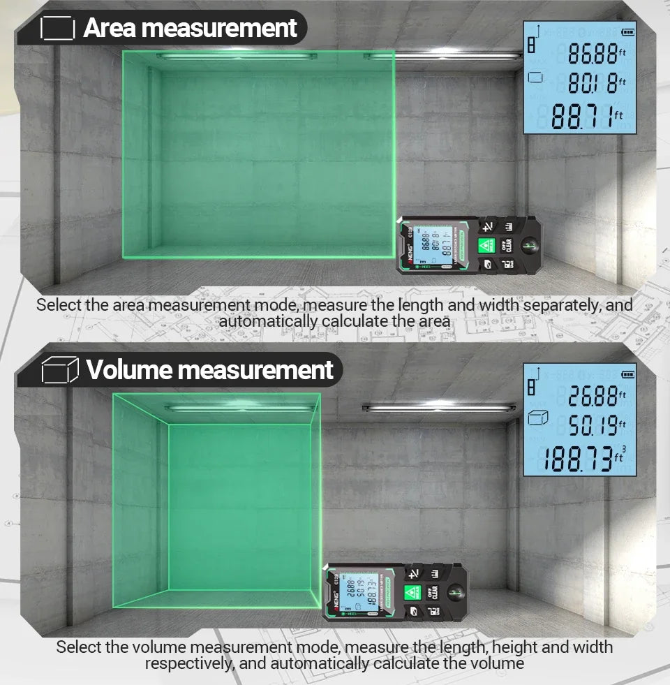ANENG G50/G70/G100/G120 Autonomous Benchmark Rangefinder Green Laser Distance Meter 0.5~1 Second Flash Test Diastimeter Tools