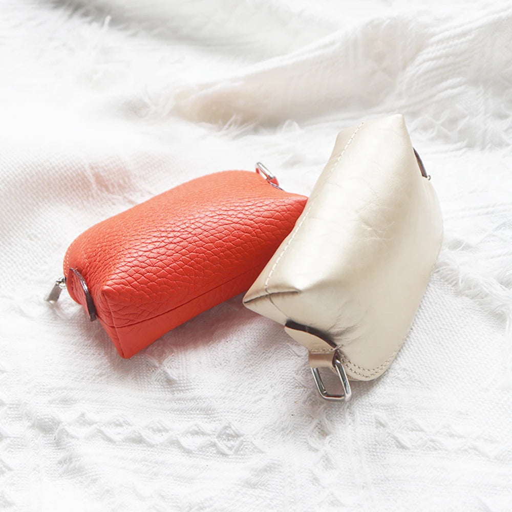 Genuine Leather Woman Coin Purse Luxury Fashion Custom Letter Pouch Mini Key Wallet Luxury Design Earphone Storage Cosmetic Bag