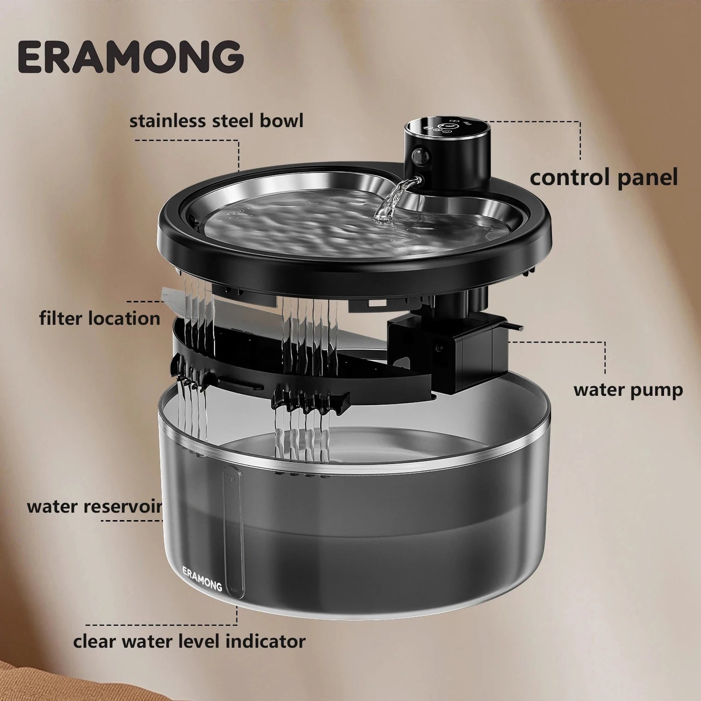 Wireless Cat Water Fountain 4000mAh Rechargeable Ultra-Quiet Pet Dispenser Smart Sensor Stainless Steel Cordless Auto Waterer