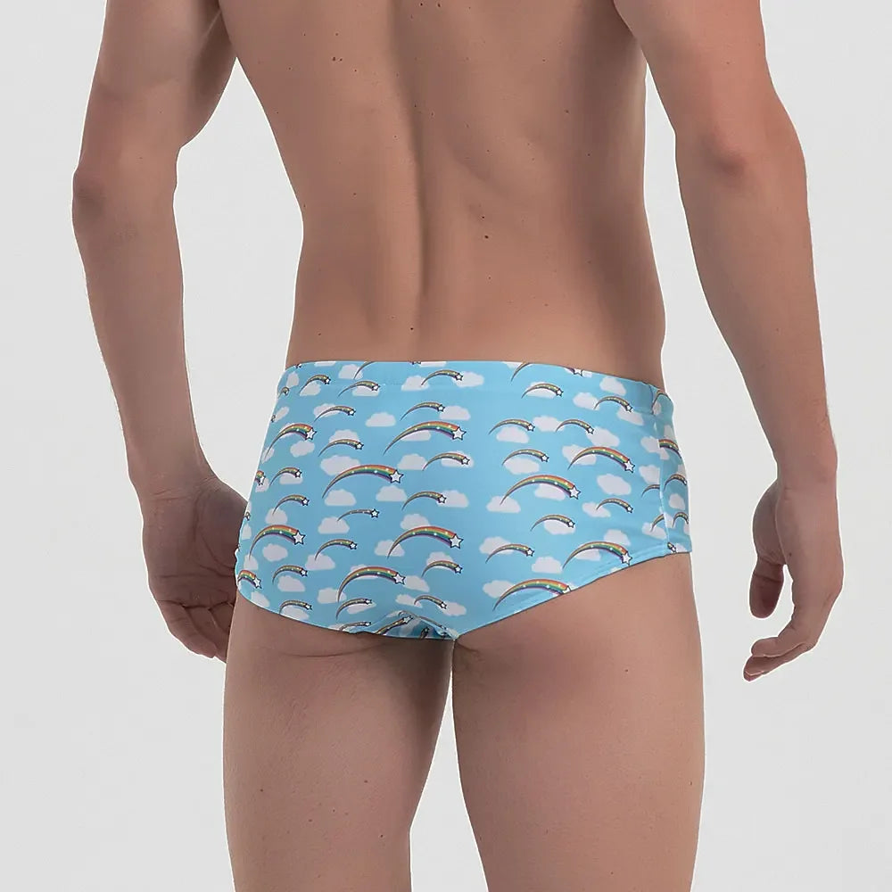 Swimsuits Men's Swim Briefs Bikini Board Surf Shorts Boxer Trunks Sexy Rainbow Swimwear Traditional Cut Beach Bathing Suit