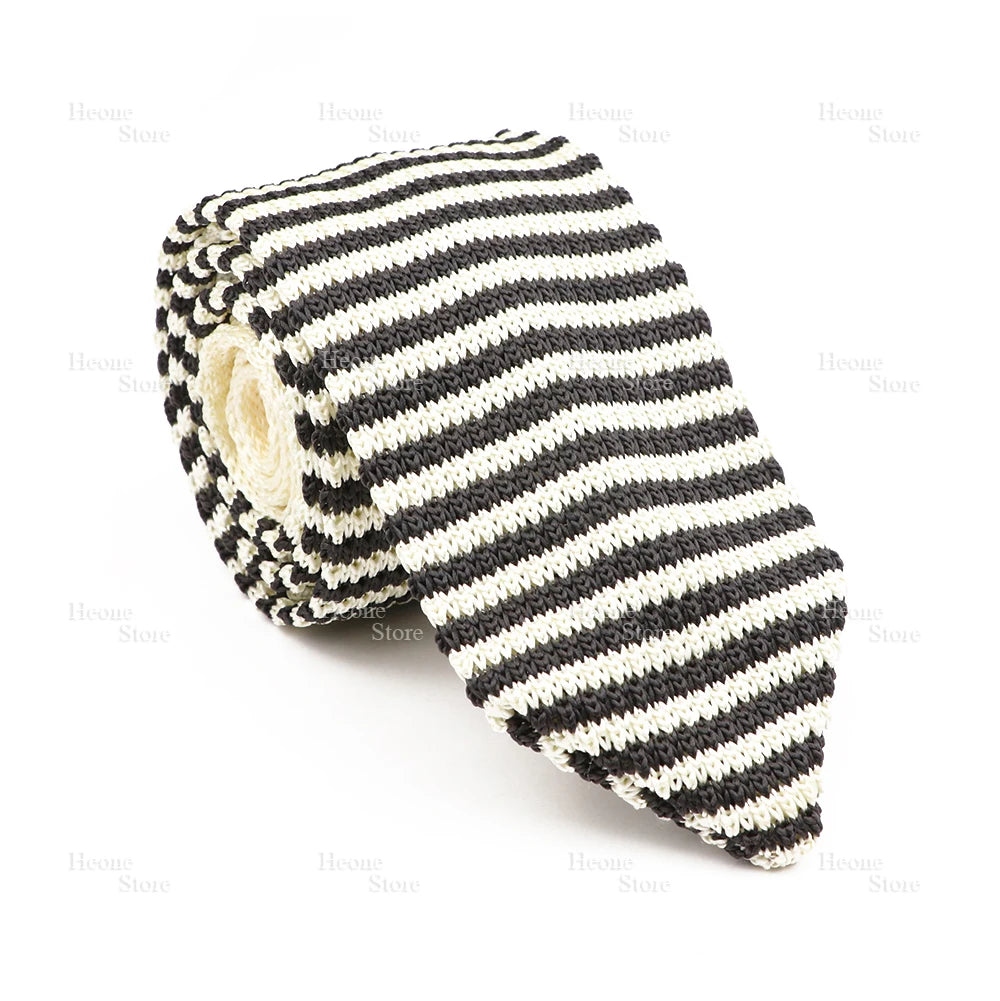 New Mens Knitted Ties Classic Striped Skinny Necktie For Business Wedding Party British Style Necktie Winter Neck Wear Accessory