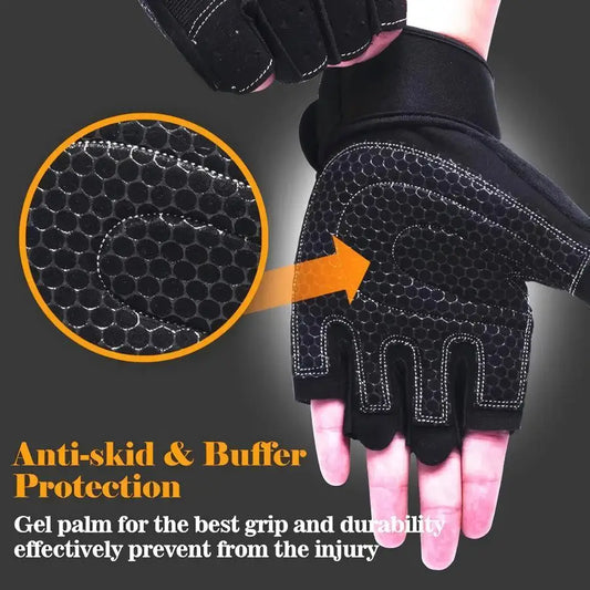 Ventilated Weight Lifting Gym Workout Gloves with Wrist Wrap Support for Men & Women,Full Palm Protection,for Weightlifting