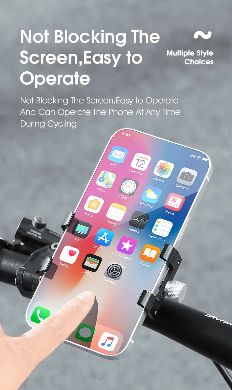 WEST BIKING Cycling Phone Holder Lightweight Aluminum Alloy Bike Handlebar Phone Bracket Phone Mount MTB Road Bike Accessories