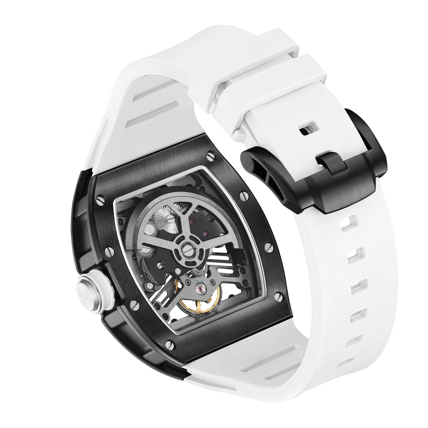 Automatic mechanical watch outdoors simple luxury watches waterproof wholesale skeleton leather mens watch gift