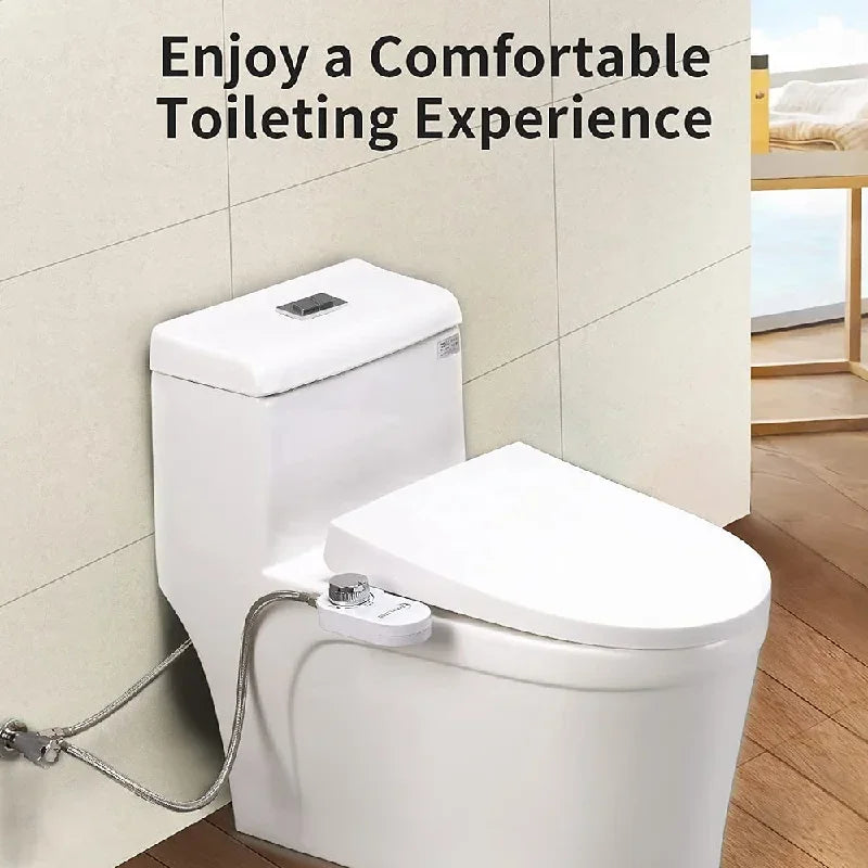 Non-Electric Bidet - Self Cleaning Dual Nozzle Frontal and Rear Wash Fresh Water Bidet Toilet Seat Attachment Easy Installation
