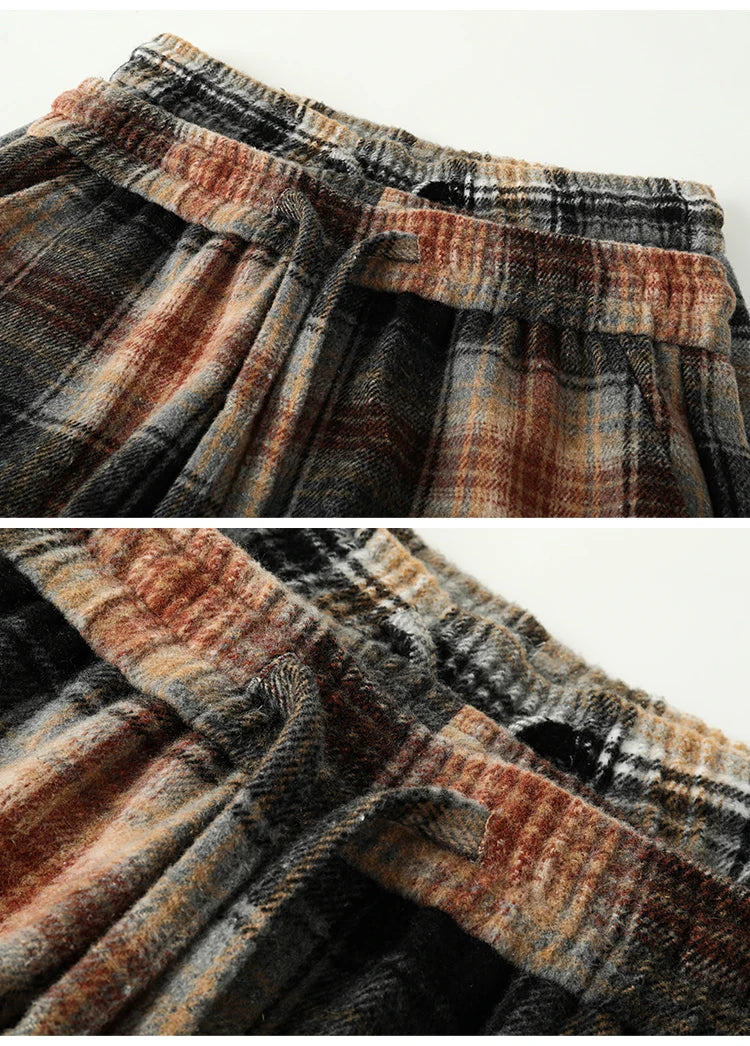 Plaid Pants 2025 Spring Autumn New Casual MenTrousers Loose Straightcut Trousers Stylish Comfortable Men's Long Pants Midrise