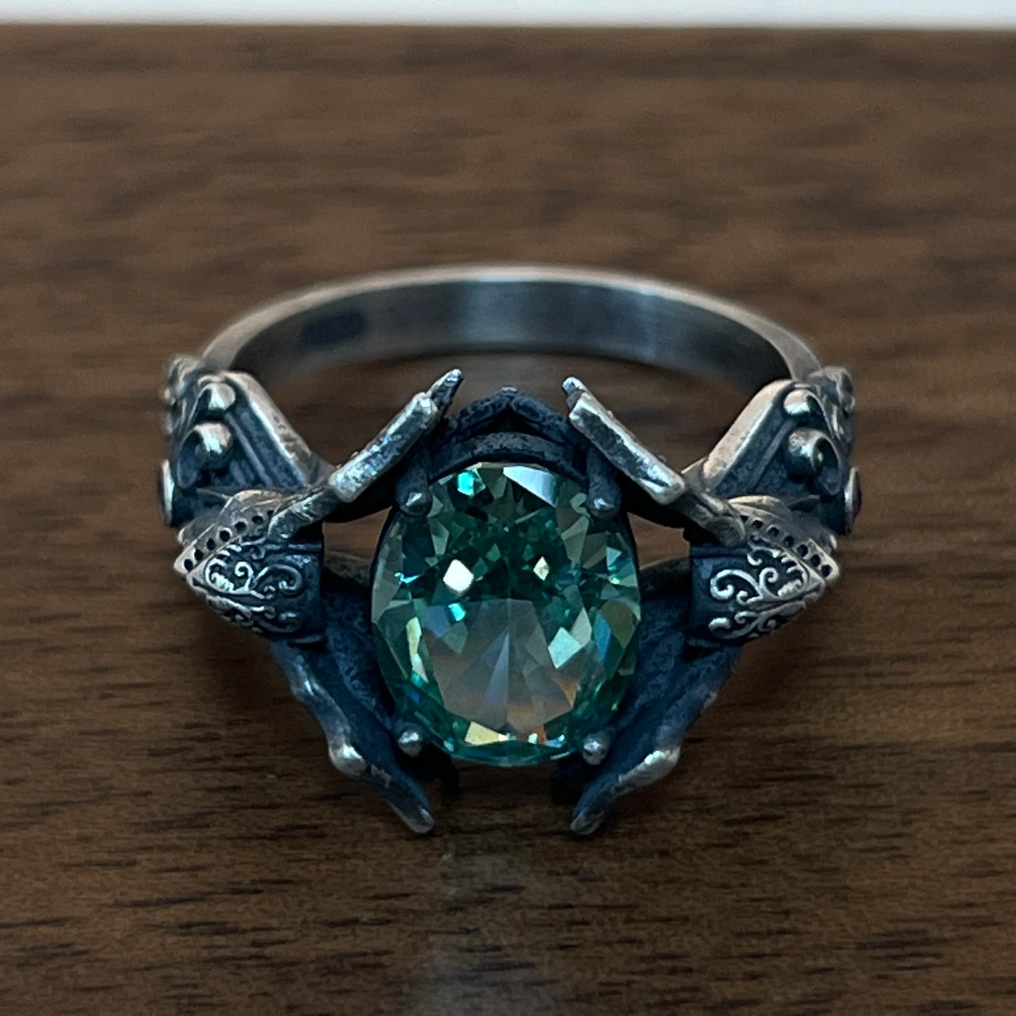 Sterling silver 925 original design hand-made Gothic dark soldiers set with diamonds ring