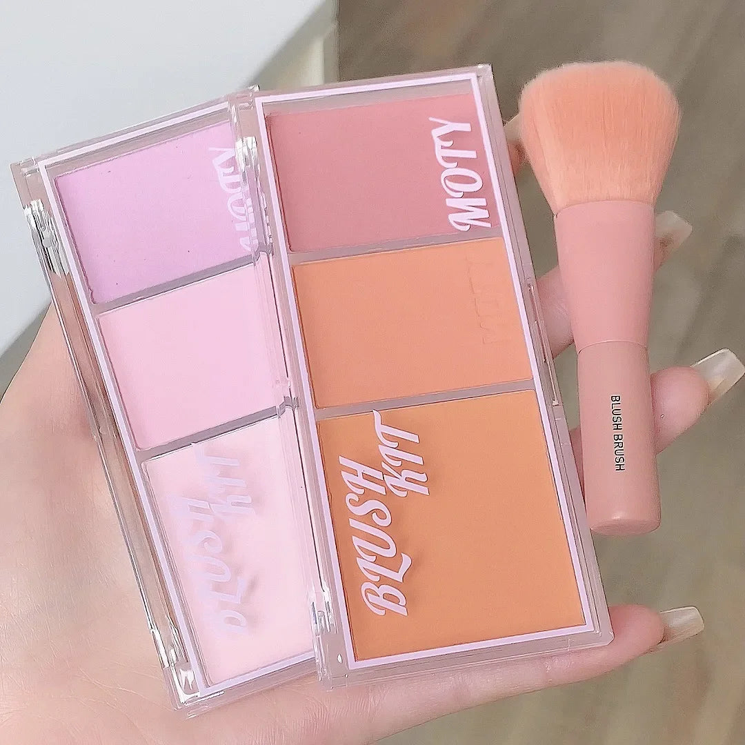 Pink Series 3 Colors Blush Makeup Palette Mashed Potato Texture Matte Cheek Tint Contour Shadow Blusher Cosmetics Rouge Powder