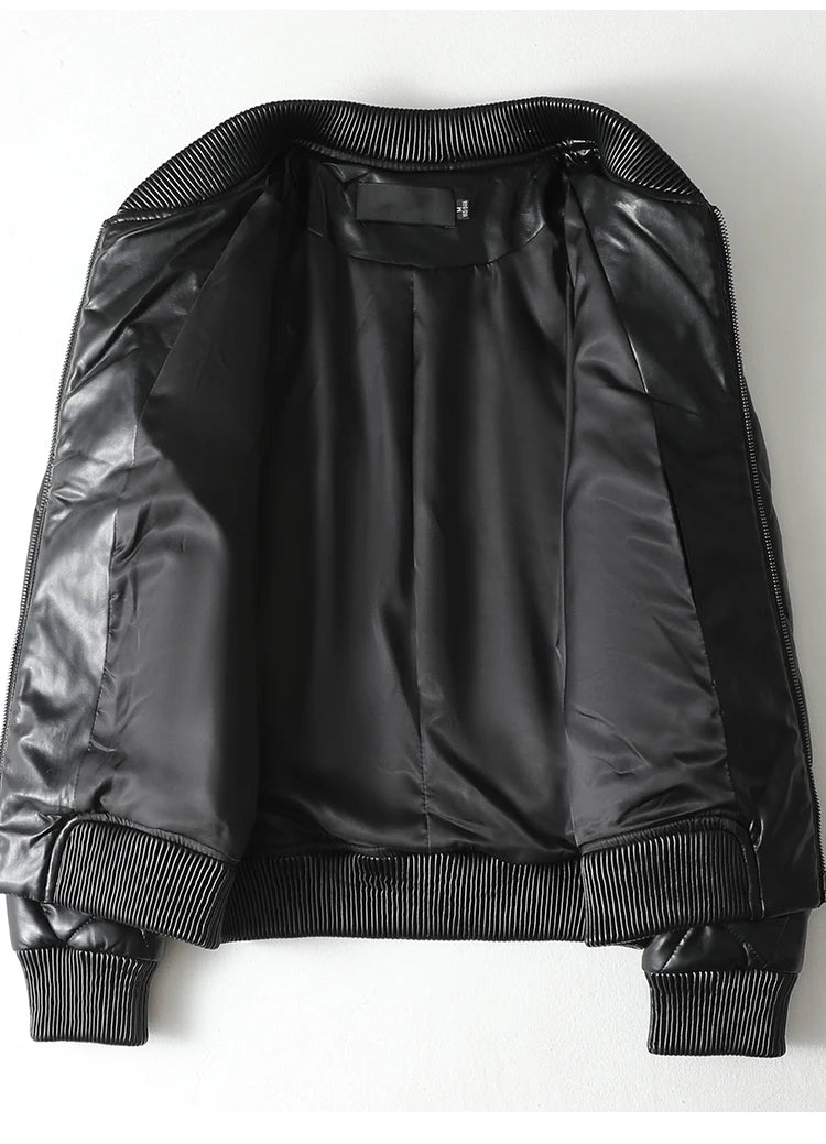 Julypalette 90% White Duck Down Real Sheepskin Jackets Black Casual Women Winter Zipper Lambskin Leather Warm Coats Size M-5XL