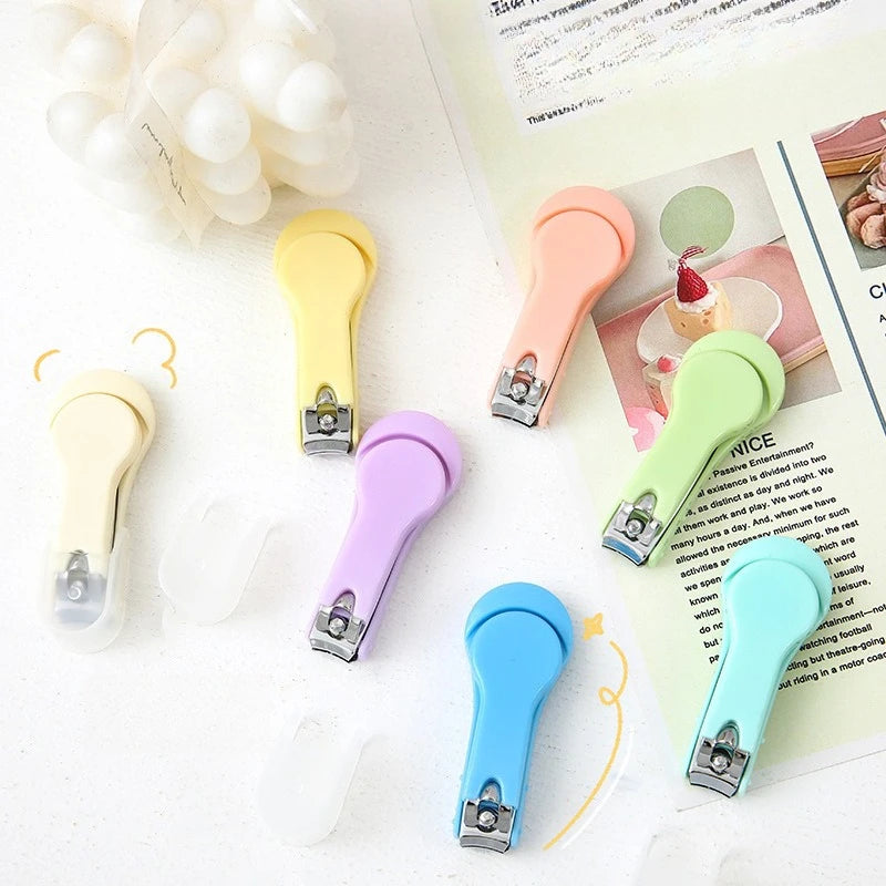 Nail Clipper Anti-Splash Portable 1pc Stainless Steel Cute Macaron Colors Compact Design Home Travel Manicure Nail Tools