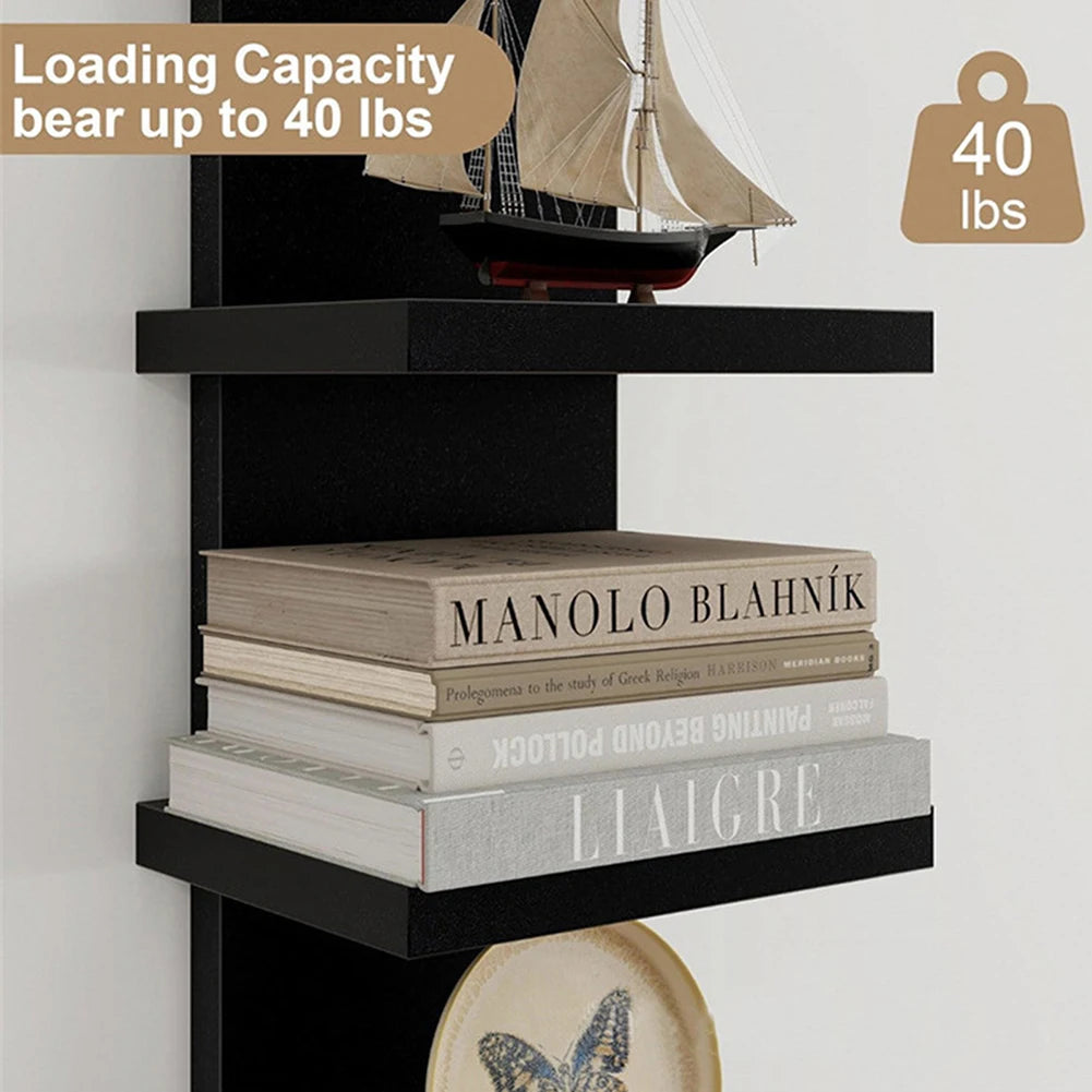 5 Layers Wall-Mounted Wood Bookshelf Storage Rack Board Shelf Organize Floating Shelf For Office Living Room Decor For Books