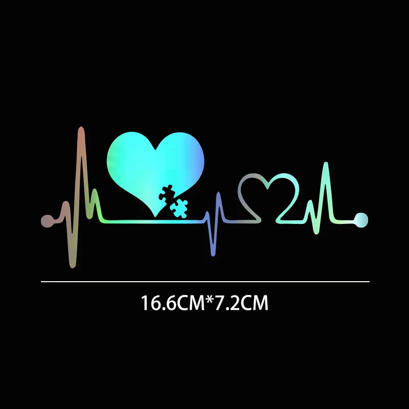 16.6CM*7.2CM Autism Heart Beat Lifeline Creative Car Stickers Car Window Personality Decorative Accessories Car Styling Decals