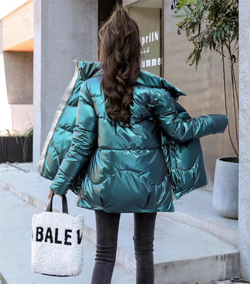 2026 New Winter Jacket Women Parkas Glossy Warm Thicken Coat Female Cotton Padded Parka Waterproof Outwear Loose Snow Jacket