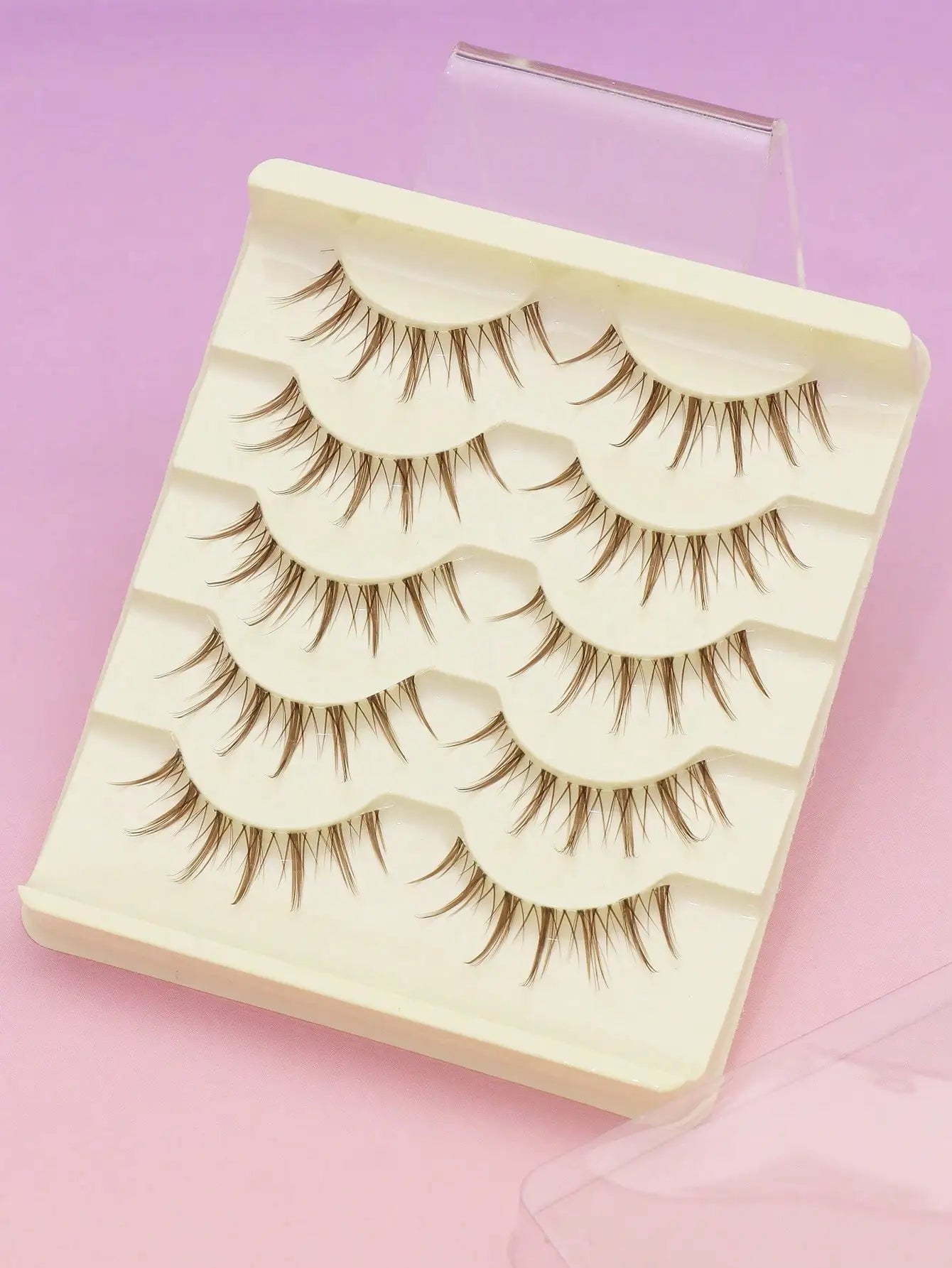 5/7/10 Pairs brown DIY Lashes Natural Clear Eyelash Volume Natural Eyelashes Soft Cross Cat Lashes Extended Outer Corner Eyelash