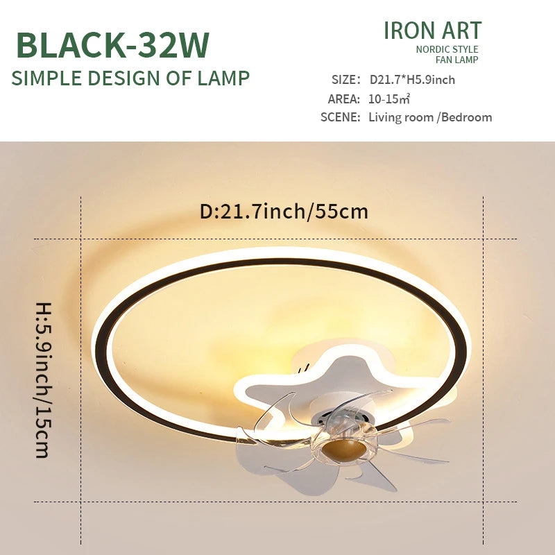 Nordic invisible ceiling fan light fan ceiling minimalist light fan ceiling for Bedroom Dning Room Living Room gold ceiling fans