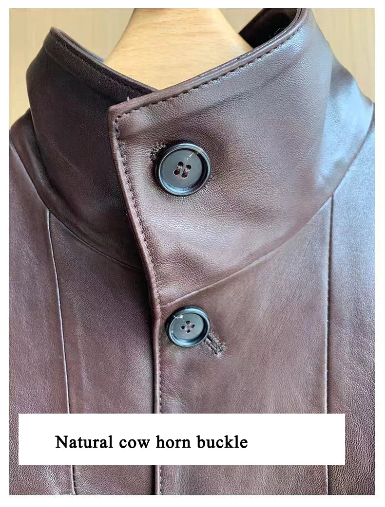Imported Lightweight Leather Jacket for Women Modern Genuine Sheepskin Stand Up Collar Short Silhouette Coat Winter Tops Mujer