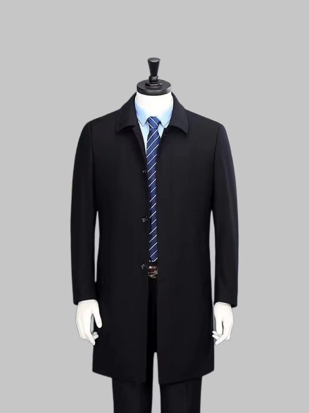 2025 New Wool Trench Coat in The Long High-end Handsome Men Lapel Large Size Spring and Autumn Old Dad Business Coat  M-4XL