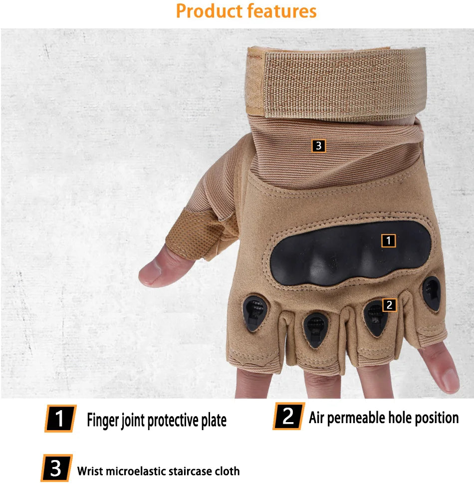 Outdoor Tactical Gloves Sport Gloves Half Finger Type Men Combat Gloves Shooting Hunting Gloves