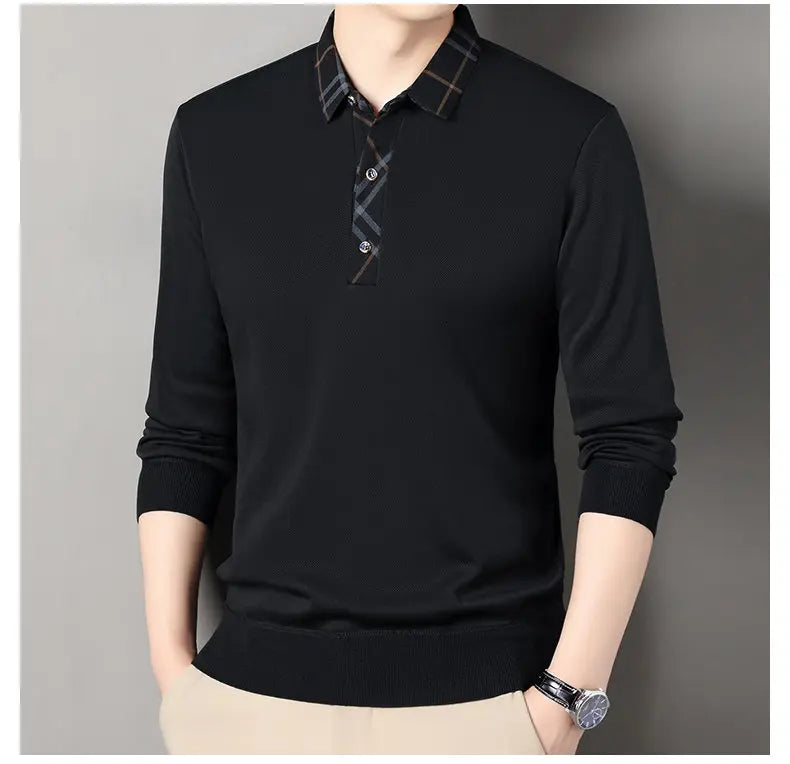 Winter Pullovers Men Knit Polo Shirts Fashion Fleece Lined Polo Sweaters Jumper Thick Knitting Polo Shirts