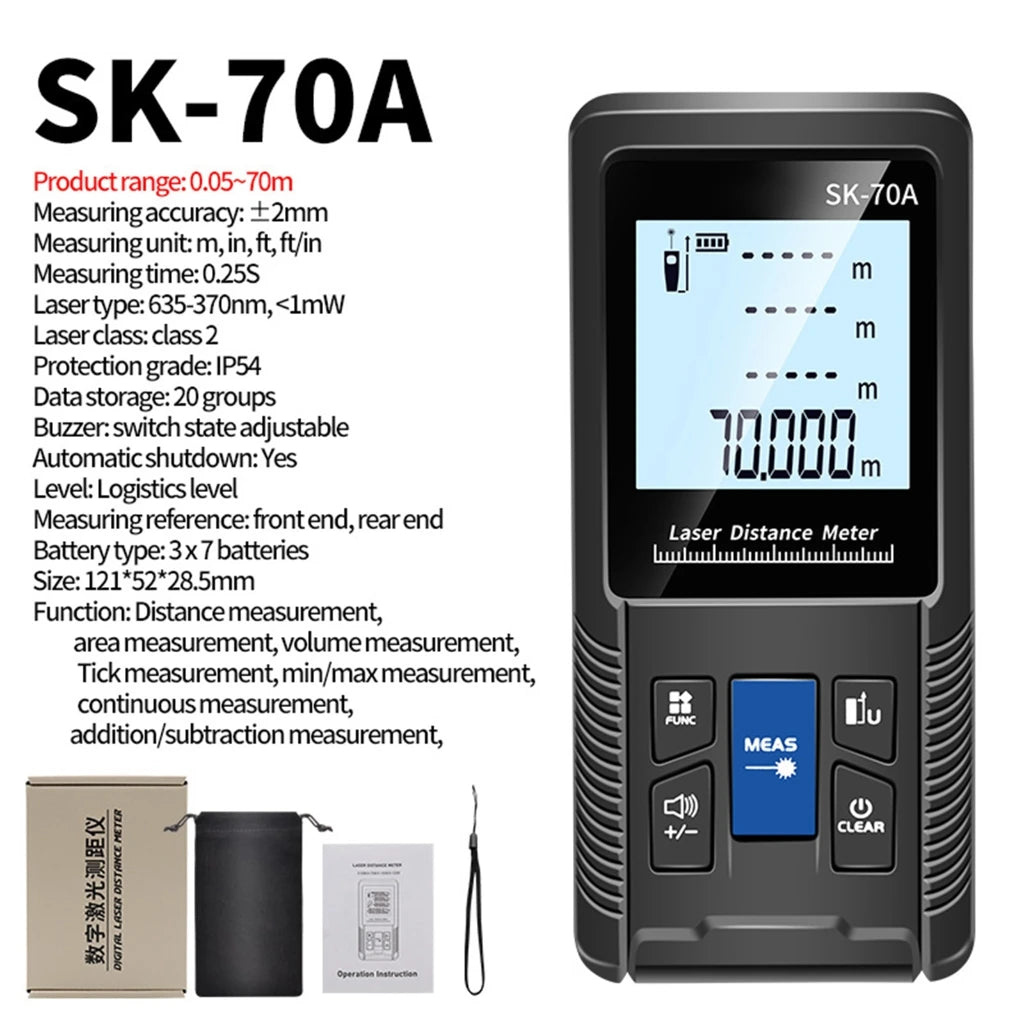 1PC Portable Handheld Lasers Measure Tape Tool Digital Display Distance Meter Intelligent Rangefinder 40m 50m 70m 100m 120m
