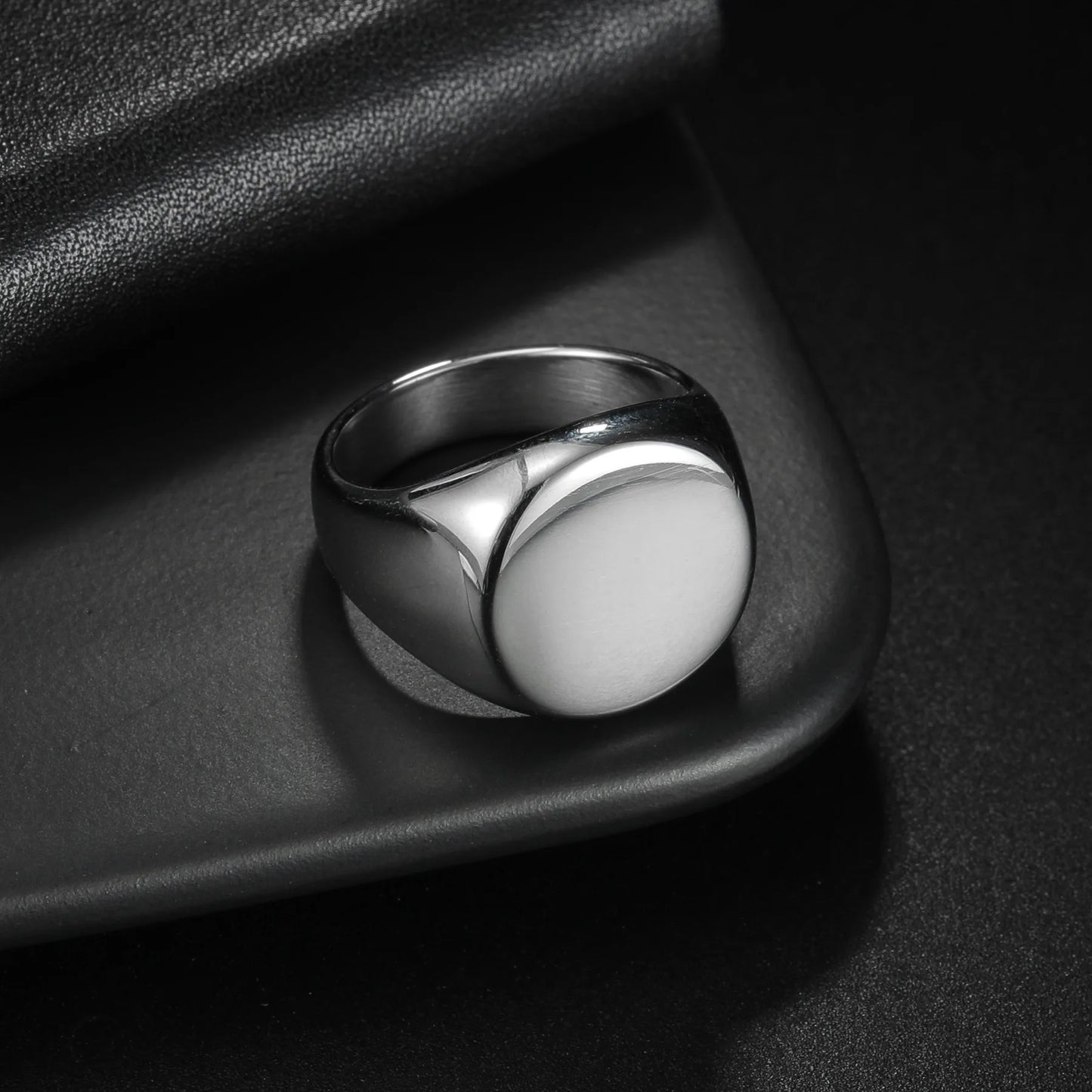 HNSP 316L Stainless Steel Round Smooth Simple Ring For Men Finger Jewelry Minimalist Style Accessories