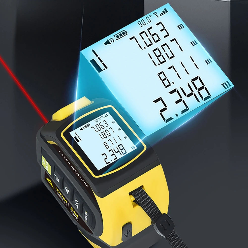 5m Measuring Tape 40-100m Distance Laser Rangefinder Infrared Electronic Ruler Cross Line USB Rechargeable bluetooth Drawing