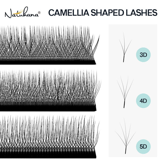 NATUHANA Camellia 3D/4D/5D W-Shape Lashes C/D/L/LU Curl Premade Fan Eyelashes Extension Soft Lightweight Eyelash For Wholesale